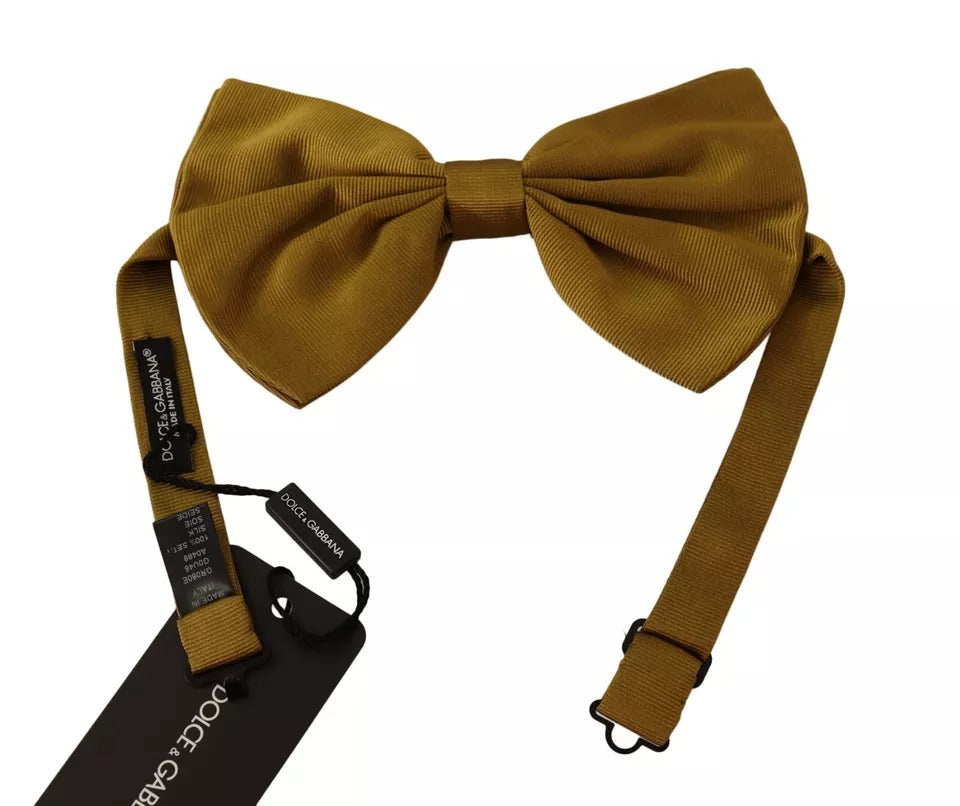 Yellow Mustard 100% Silk Butterfly Bow Tie Men - ventzia