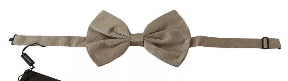 Silver Gray 100% Silk Adjustable Neck Bow Tie - ventzia