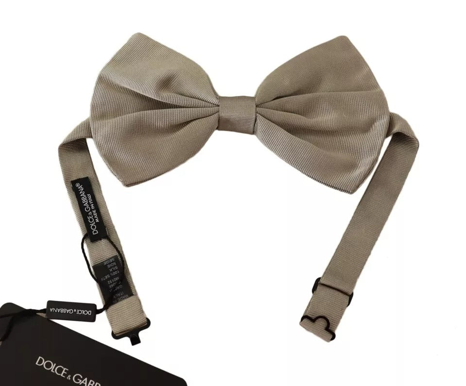 Silver Gray 100% Silk Adjustable Neck Bow Tie - ventzia