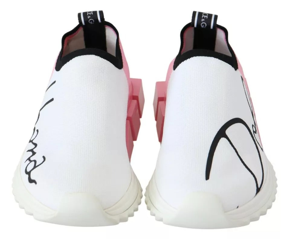 Pink White Logo Sorrento Sneakers Shoes - ventzia