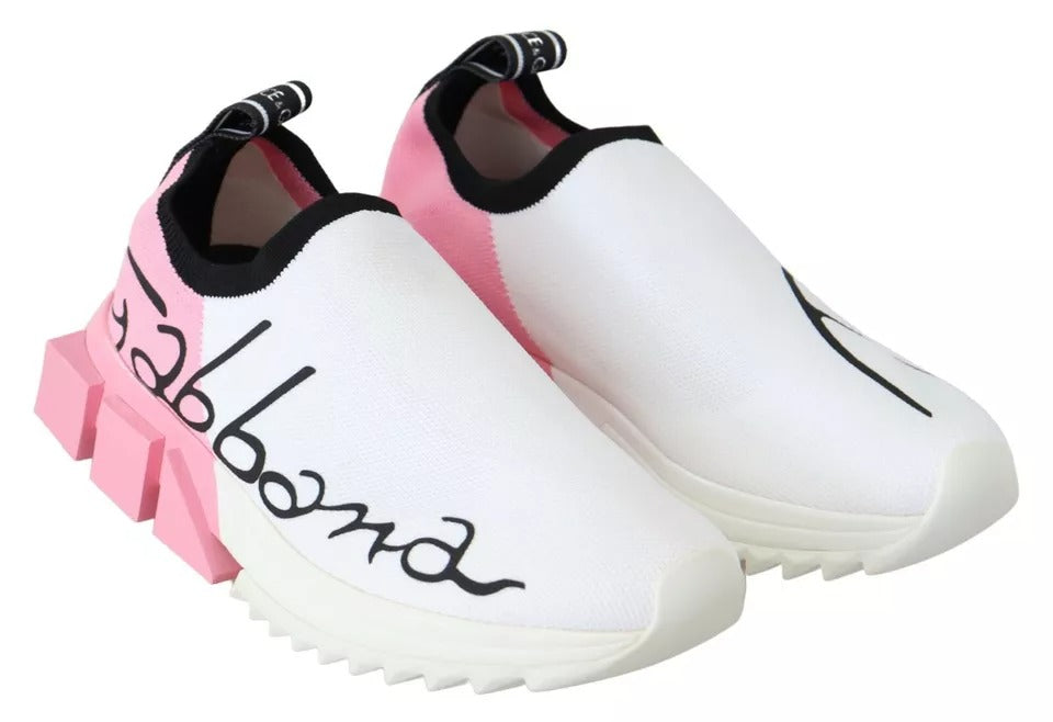 Pink White Logo Sorrento Sneakers Shoes - ventzia
