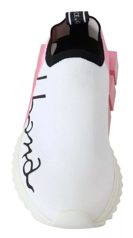 Pink White Logo Sorrento Sneakers Shoes - ventzia