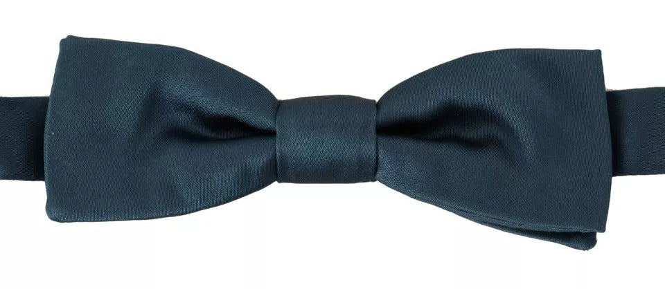 Blue 100% Silk Adjustable Neck Bow Tie Mens - ventzia