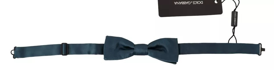 Blue 100% Silk Adjustable Neck Bow Tie Mens - ventzia