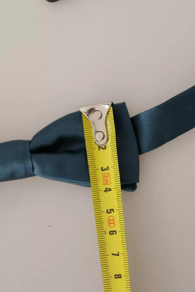 Blue 100% Silk Adjustable Neck Bow Tie Mens - ventzia