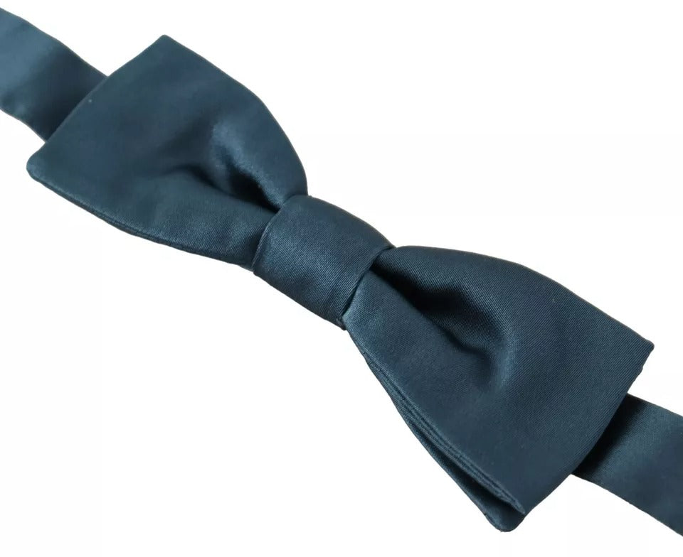 Blue 100% Silk Adjustable Neck Bow Tie Mens - ventzia