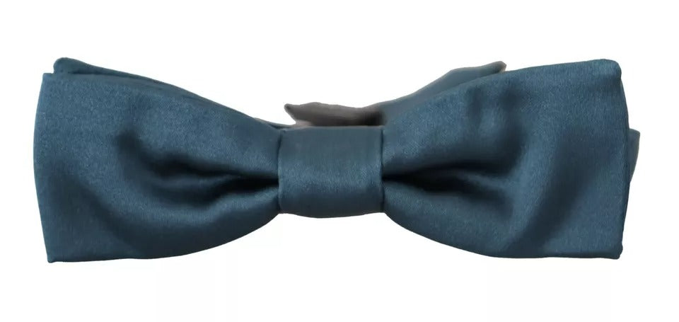 Blue 100% Silk Adjustable Neck Bow Tie Mens - ventzia