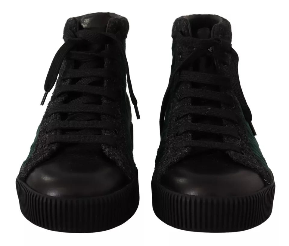 Green Corduroy High Tops Sneakers Mens Casual Shoes - ventzia
