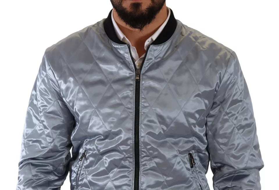 Light Blue Bomber Coat Men Jacket - ventzia