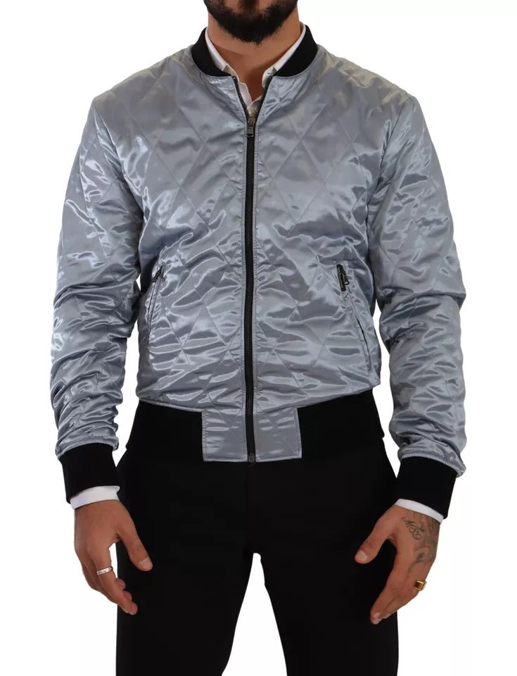 Light Blue Bomber Coat Men Jacket - ventzia