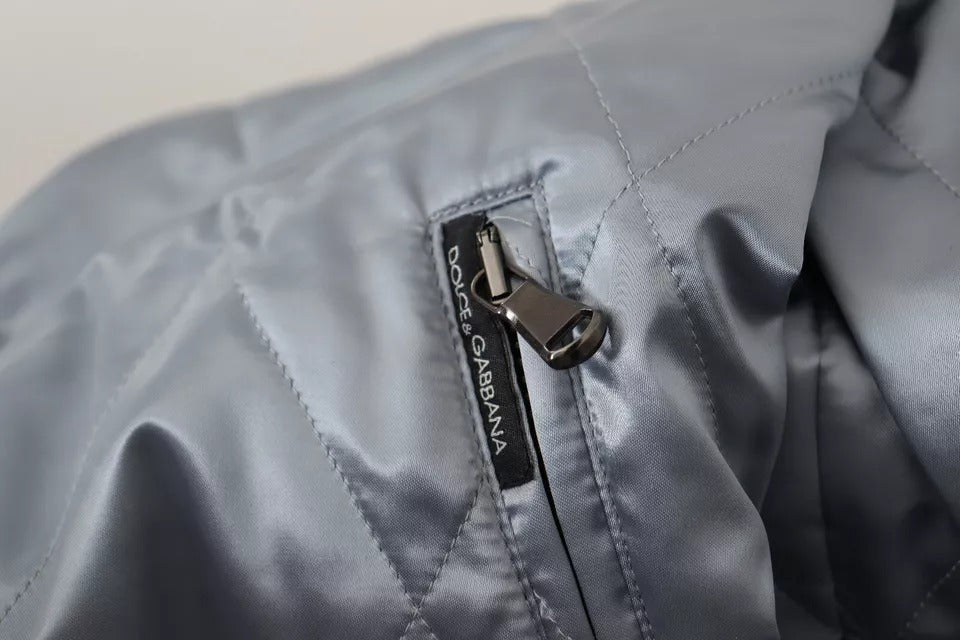 Light Blue Bomber Coat Men Jacket - ventzia