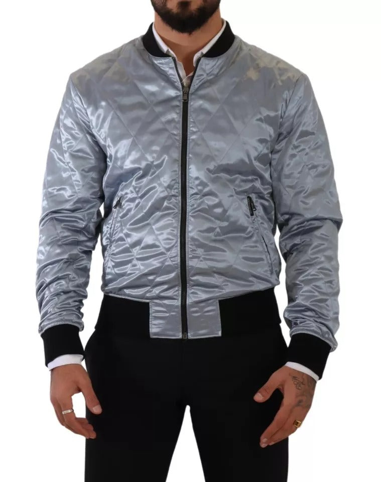 Light Blue Bomber Coat Men Jacket - ventzia