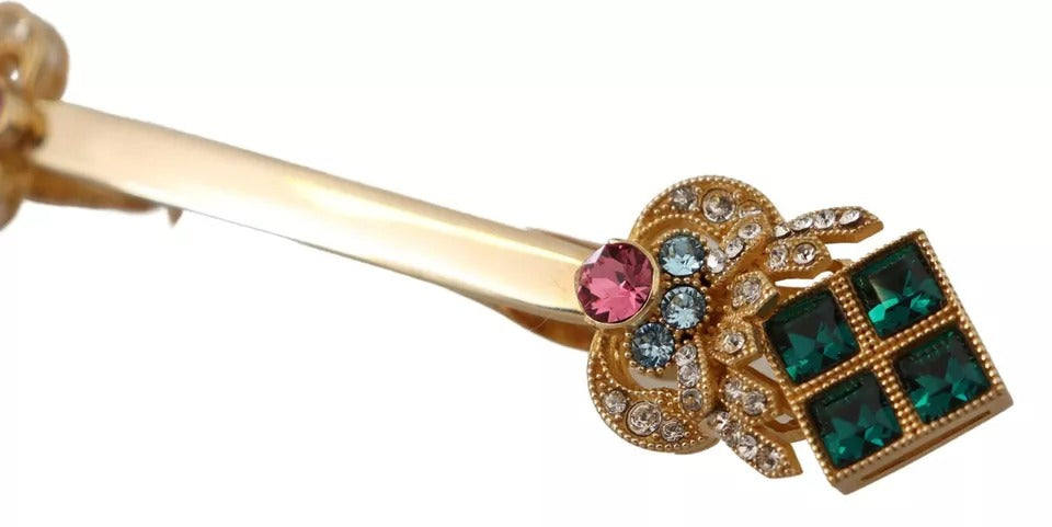 Gold Plated 925 Sterling Silver Crystal Collar Stop Brooch - ventzia
