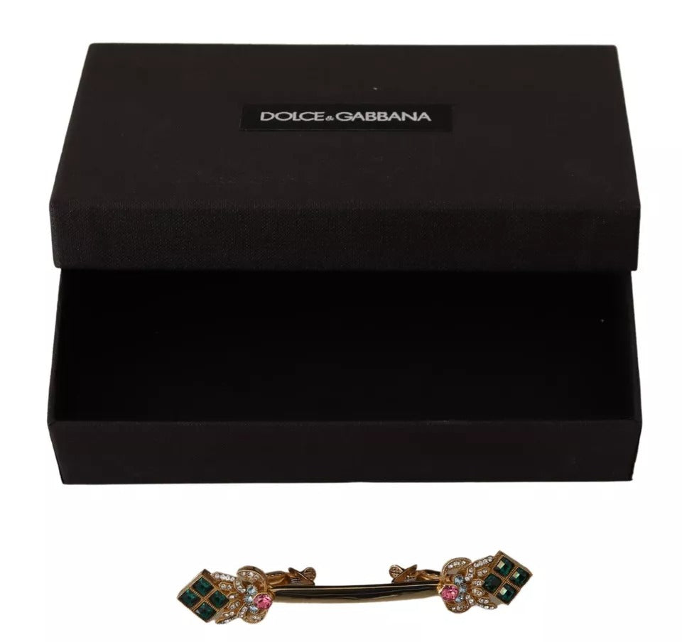 Gold Plated 925 Sterling Silver Crystal Collar Stop Brooch - ventzia