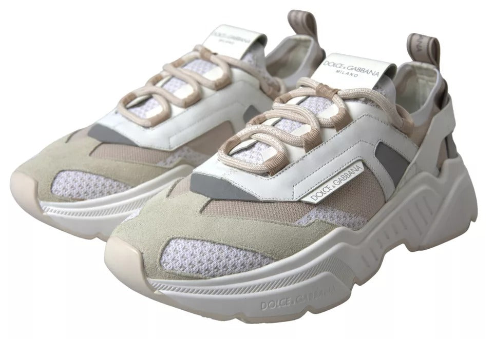 White Beige Leather Sport DAYMASTER Shoes Sneakers - ventzia