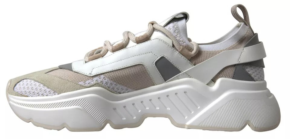 White Beige Leather Sport DAYMASTER Shoes Sneakers - ventzia