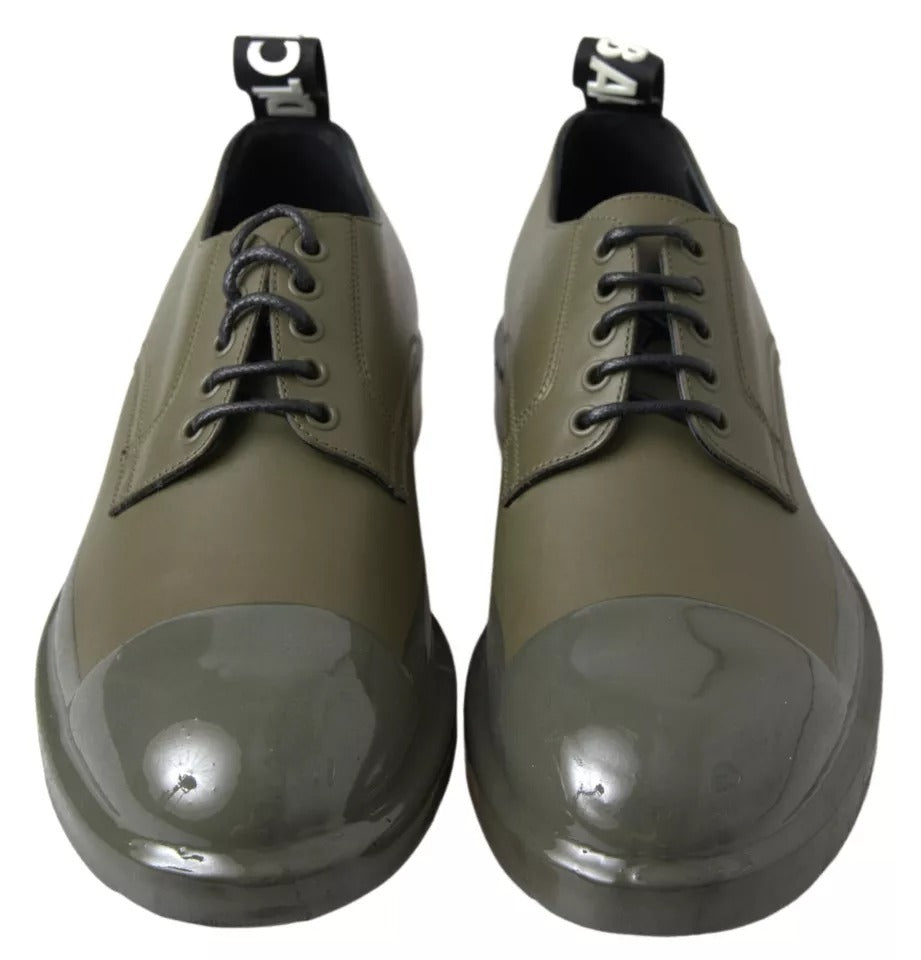 Green Leather Rubber Sole Dress Shoes - ventzia