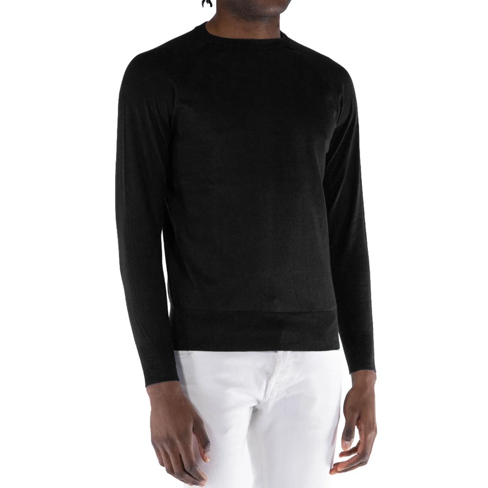 Black Cotton Sweater - ventzia
