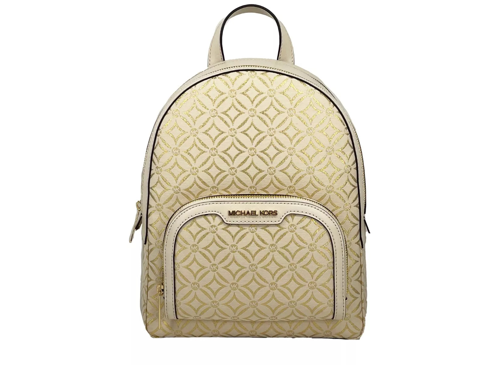 Jaycee Medium Zip Pocket Backpack Bag Cream Gold - ventzia