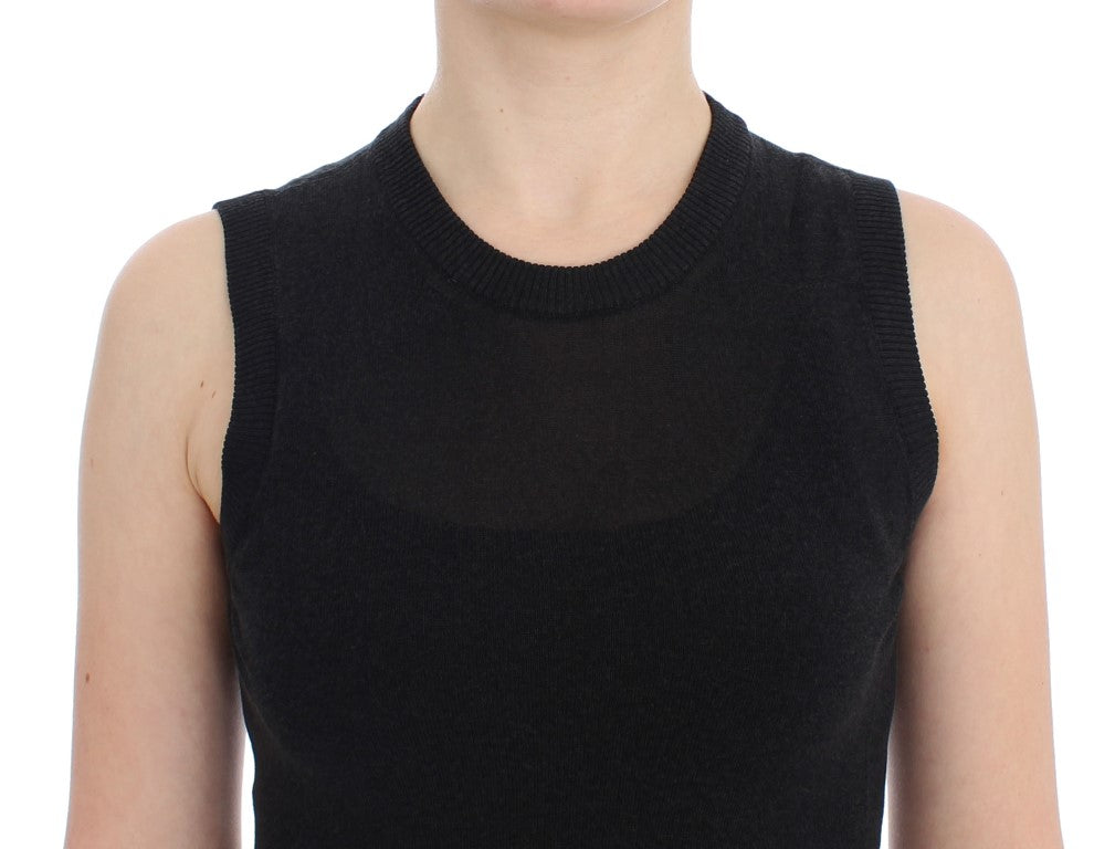 Elegant Black Sleeveless Pullover Vest - ventzia