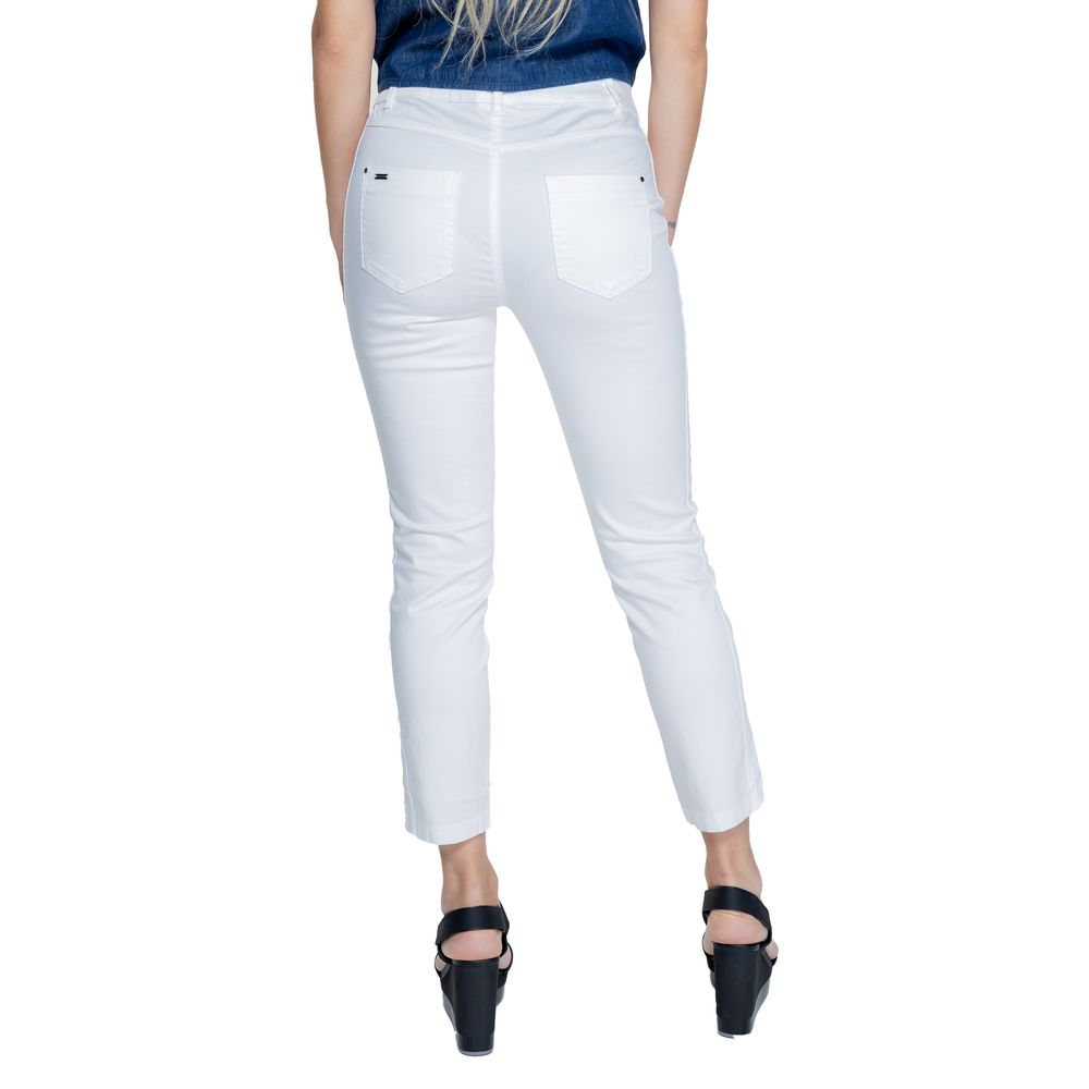 White Cotton Casual Pants - ventzia