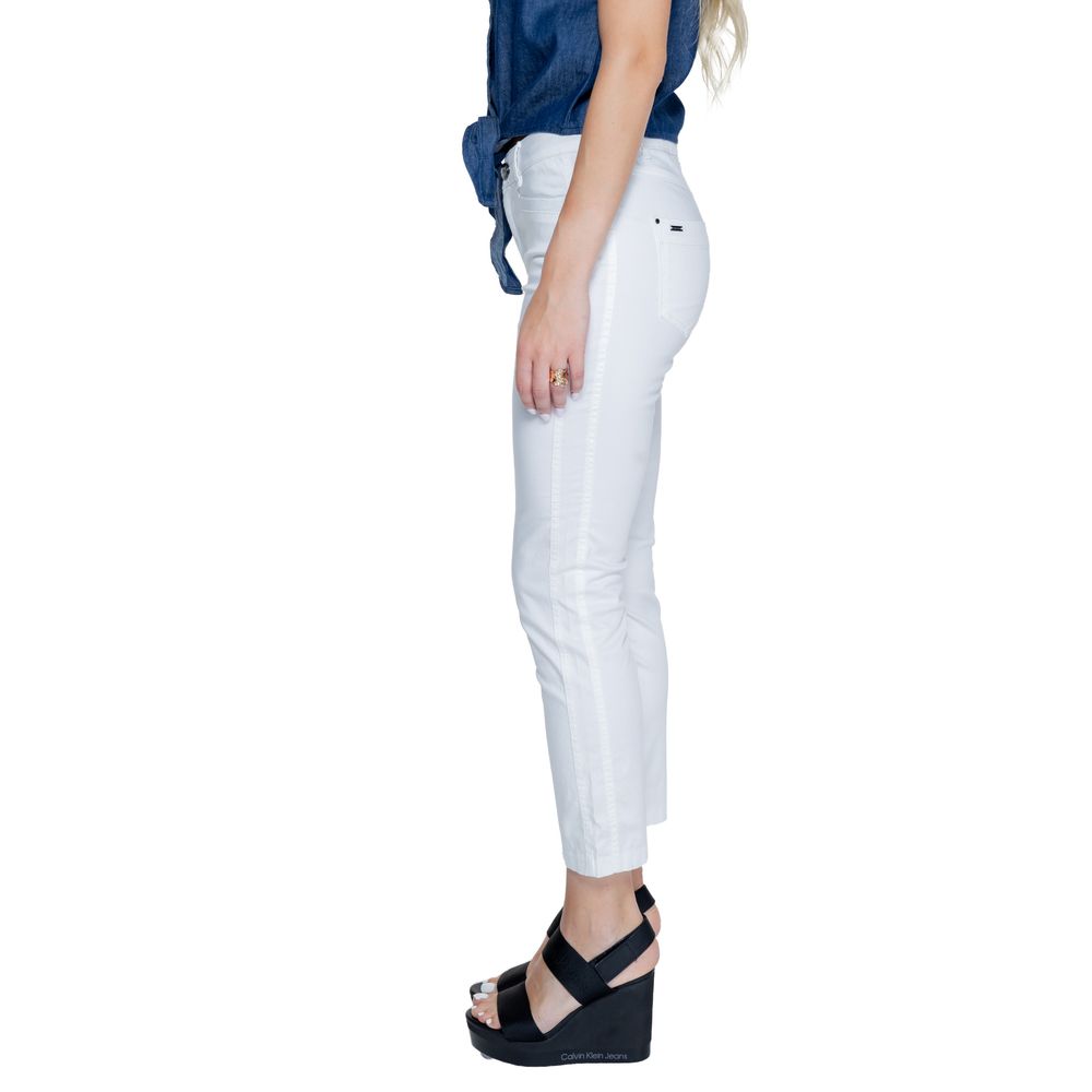 White Cotton Casual Pants - ventzia