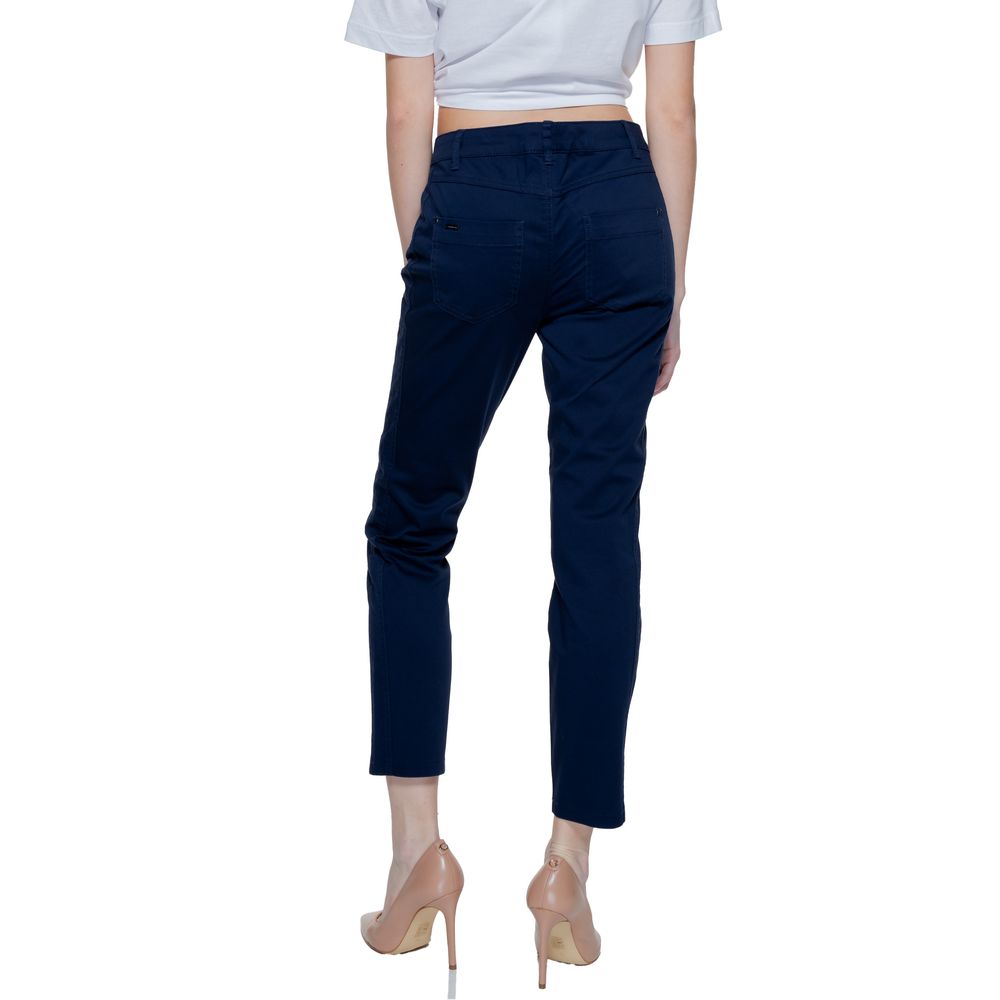 Blue Cotton Casual Pants - ventzia