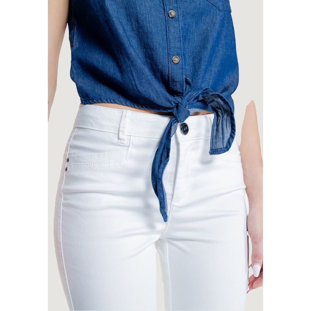 White Cotton Casual Pants - ventzia