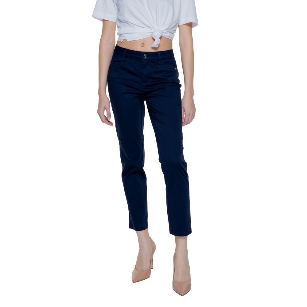 Blue Cotton Casual Pants - ventzia