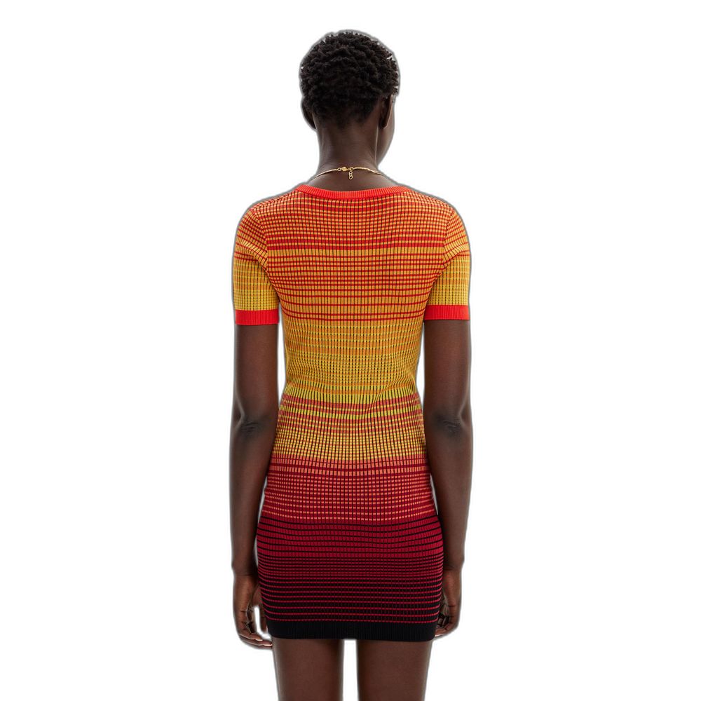 Red Viscose Midi Dress - ventzia