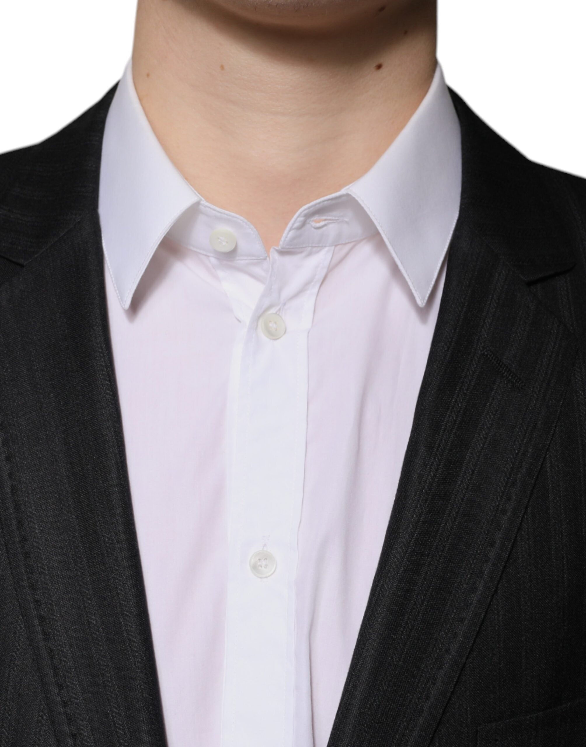 Black Stripe Wool Single Breasted Blazer - ventzia