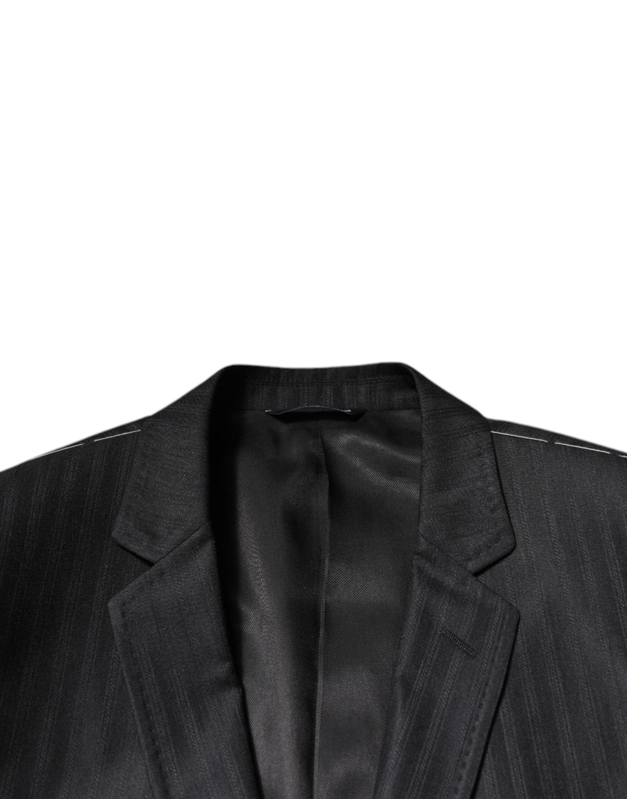 Black Stripe Wool Single Breasted Blazer - ventzia