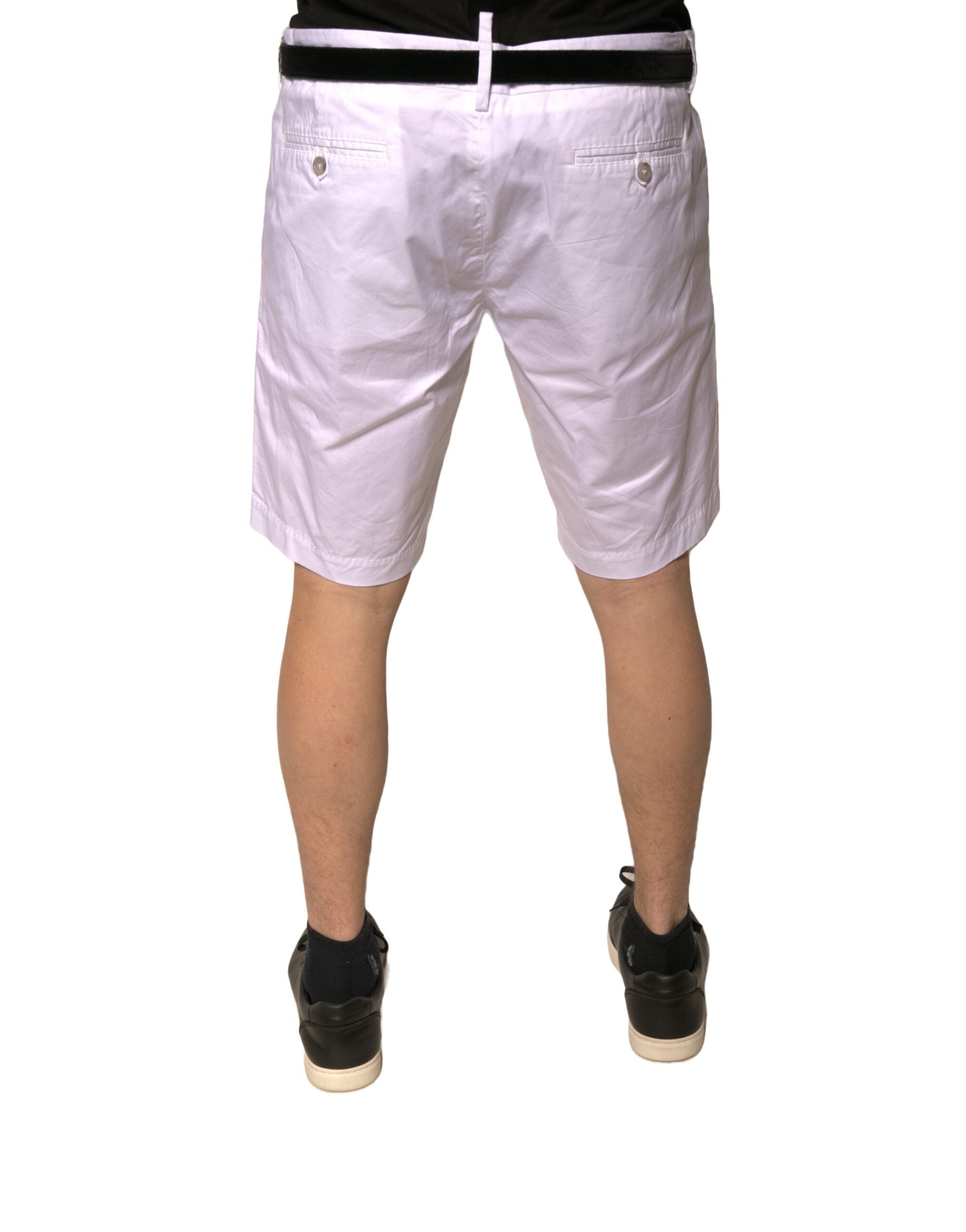 White Chinos Cotton Stretch Casual Shorts - ventzia