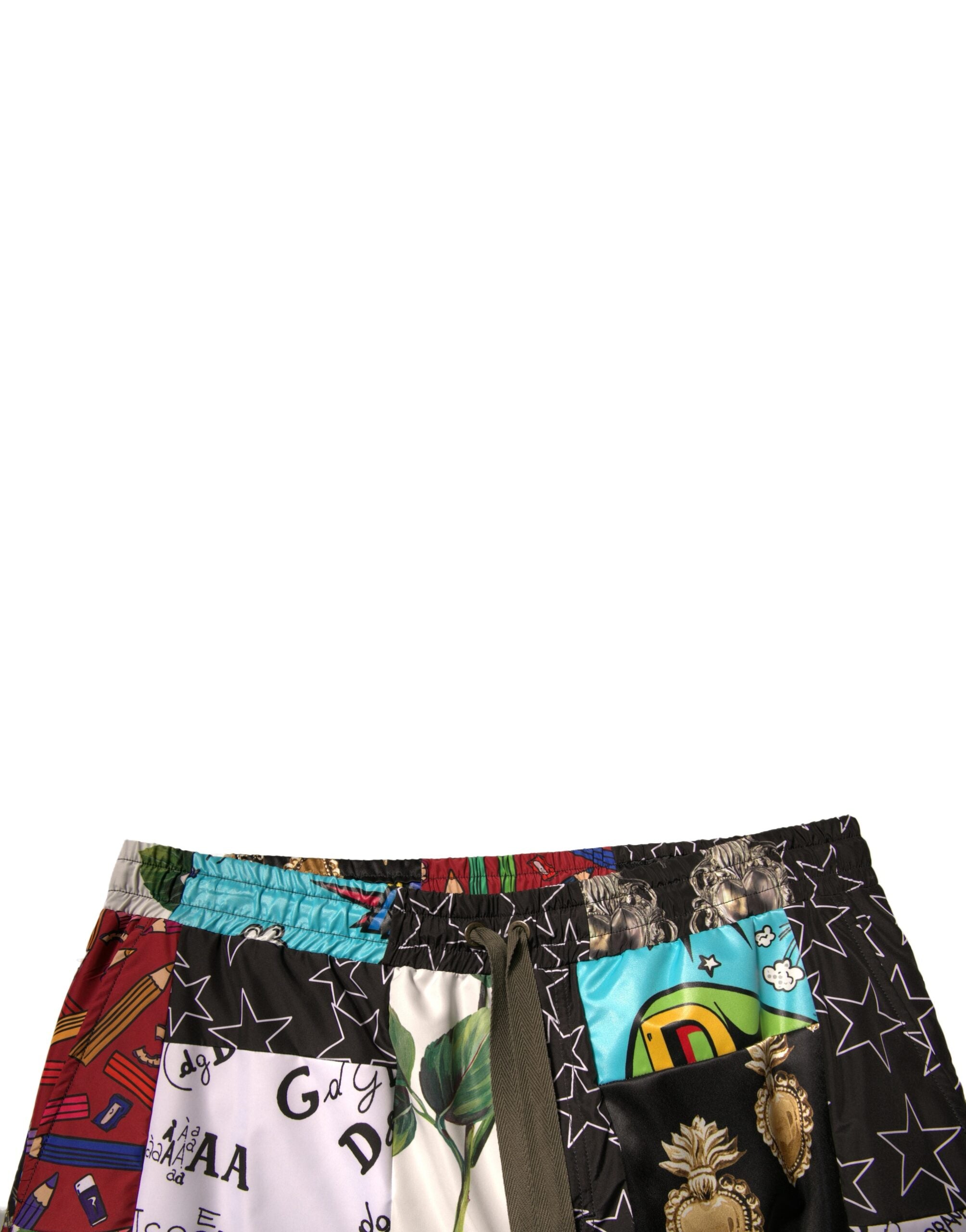 Multicolor Patchwork Cargo Bermuda Shorts - ventzia