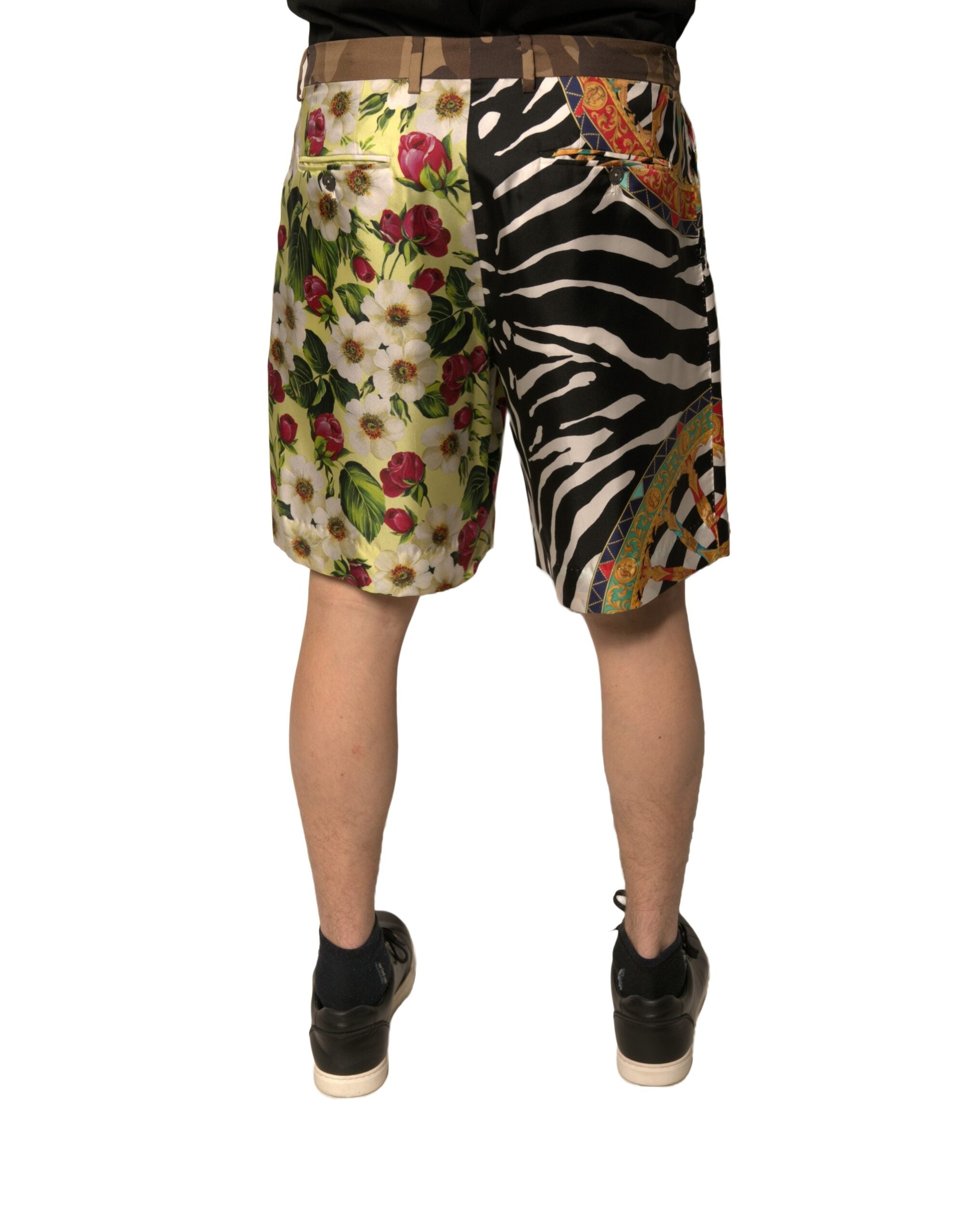 Multicolor Patchwork Silk Men Chino Shorts - ventzia