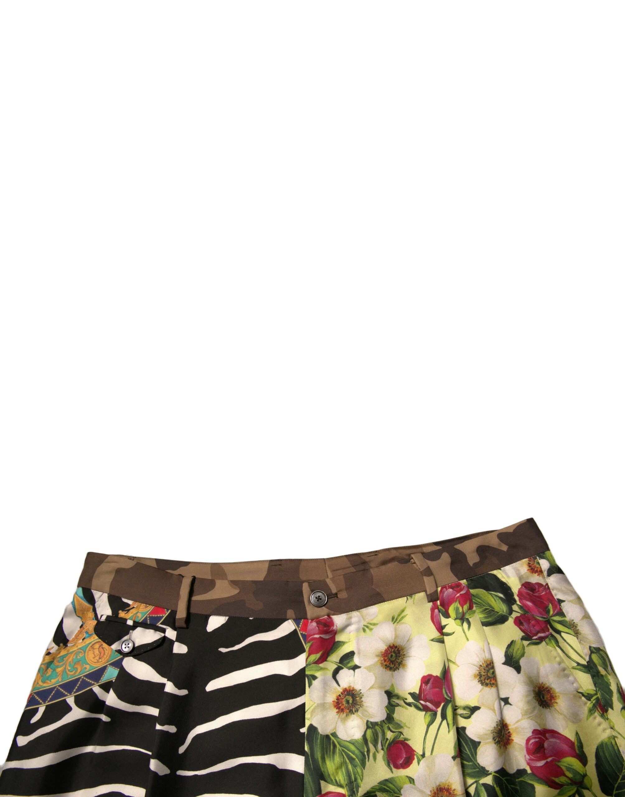 Multicolor Patchwork Silk Men Chino Shorts - ventzia