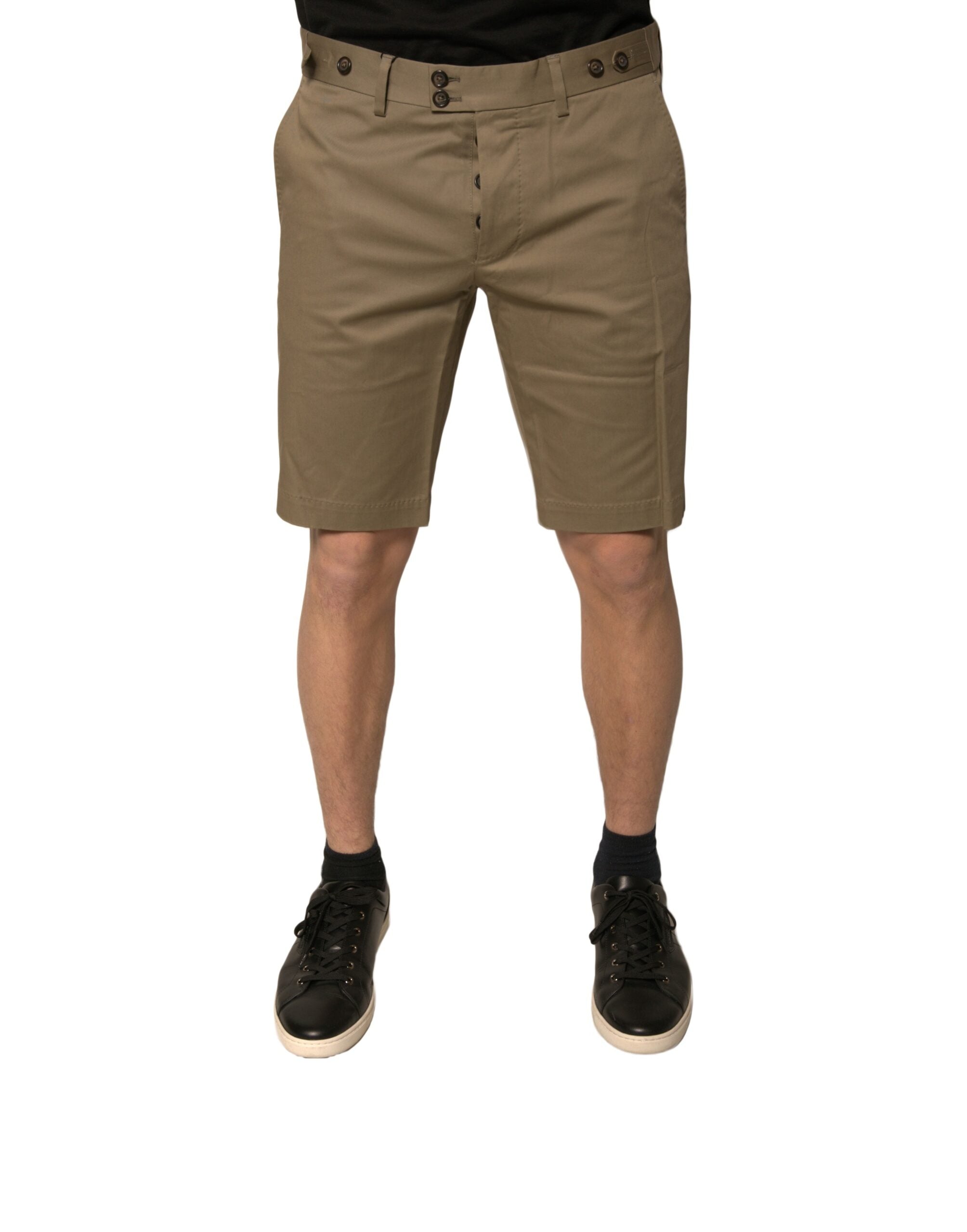 Brown Chino Cotton Stretch Casual Shorts - ventzia