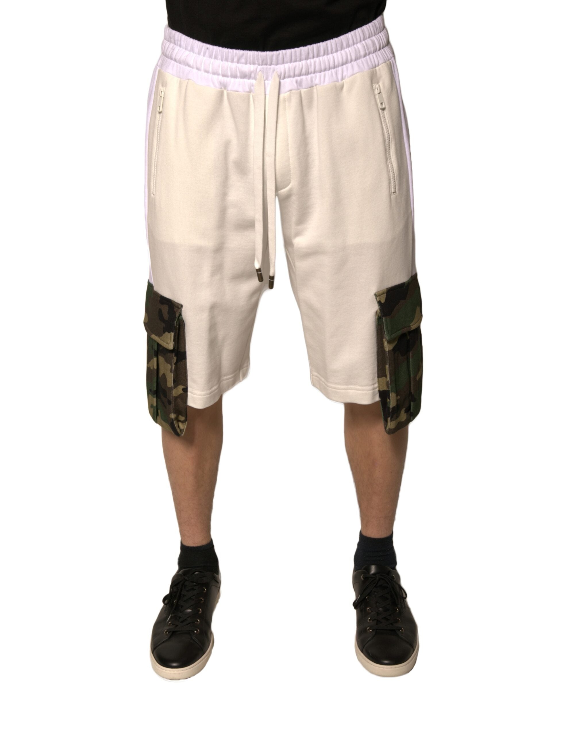 Beige Cotton Men Casual Cargo Bermuda Shorts - ventzia