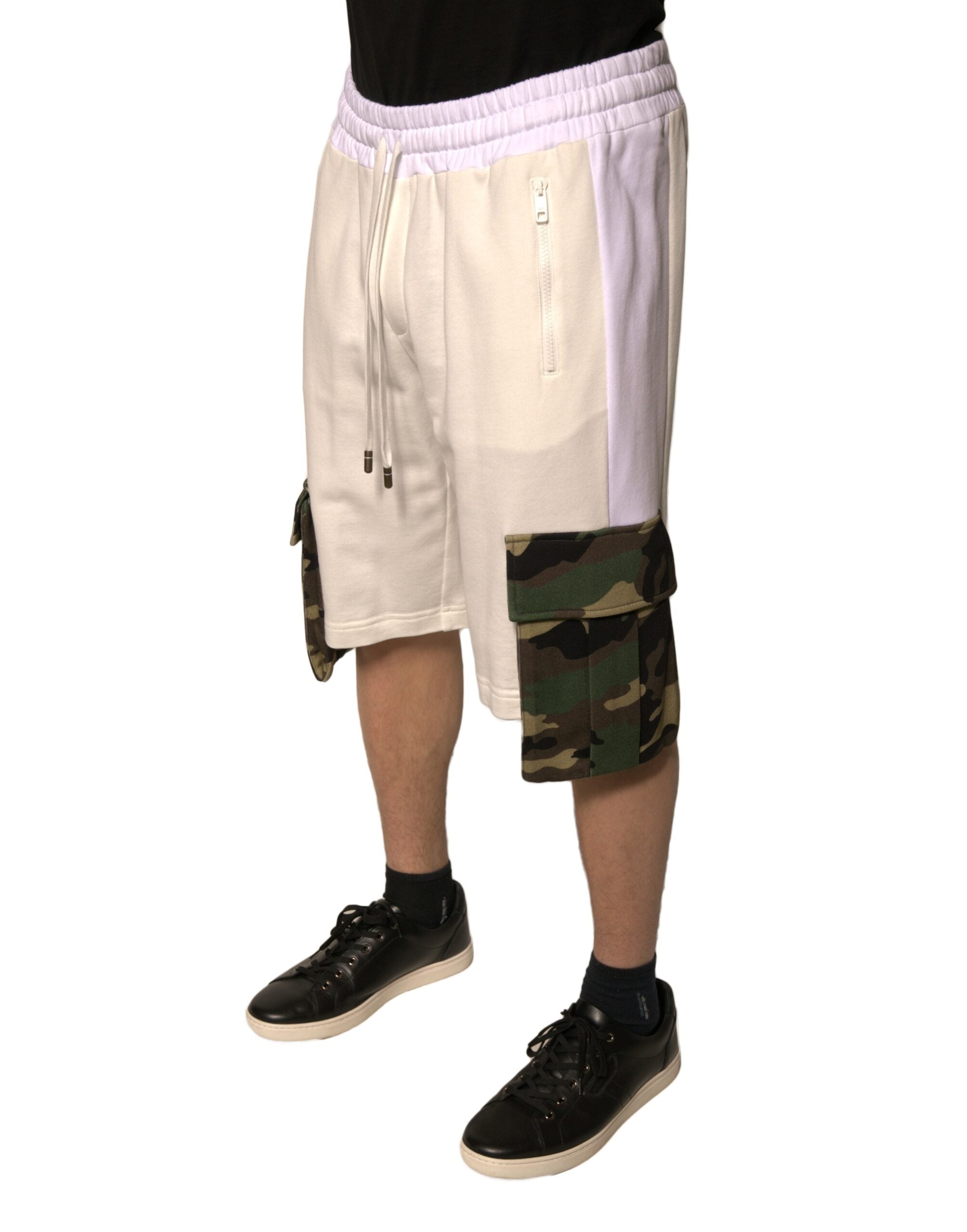 Beige Cotton Men Casual Cargo Bermuda Shorts - ventzia