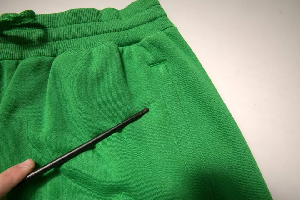 Green Cotton Blend Men Bermuda Shorts - ventzia