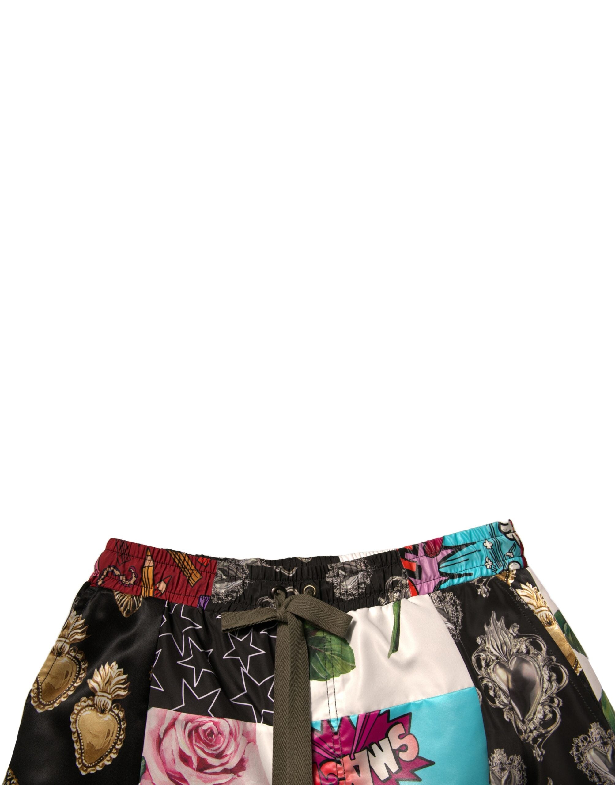 Multicolor Patchwork Cargo Bermuda Shorts - ventzia