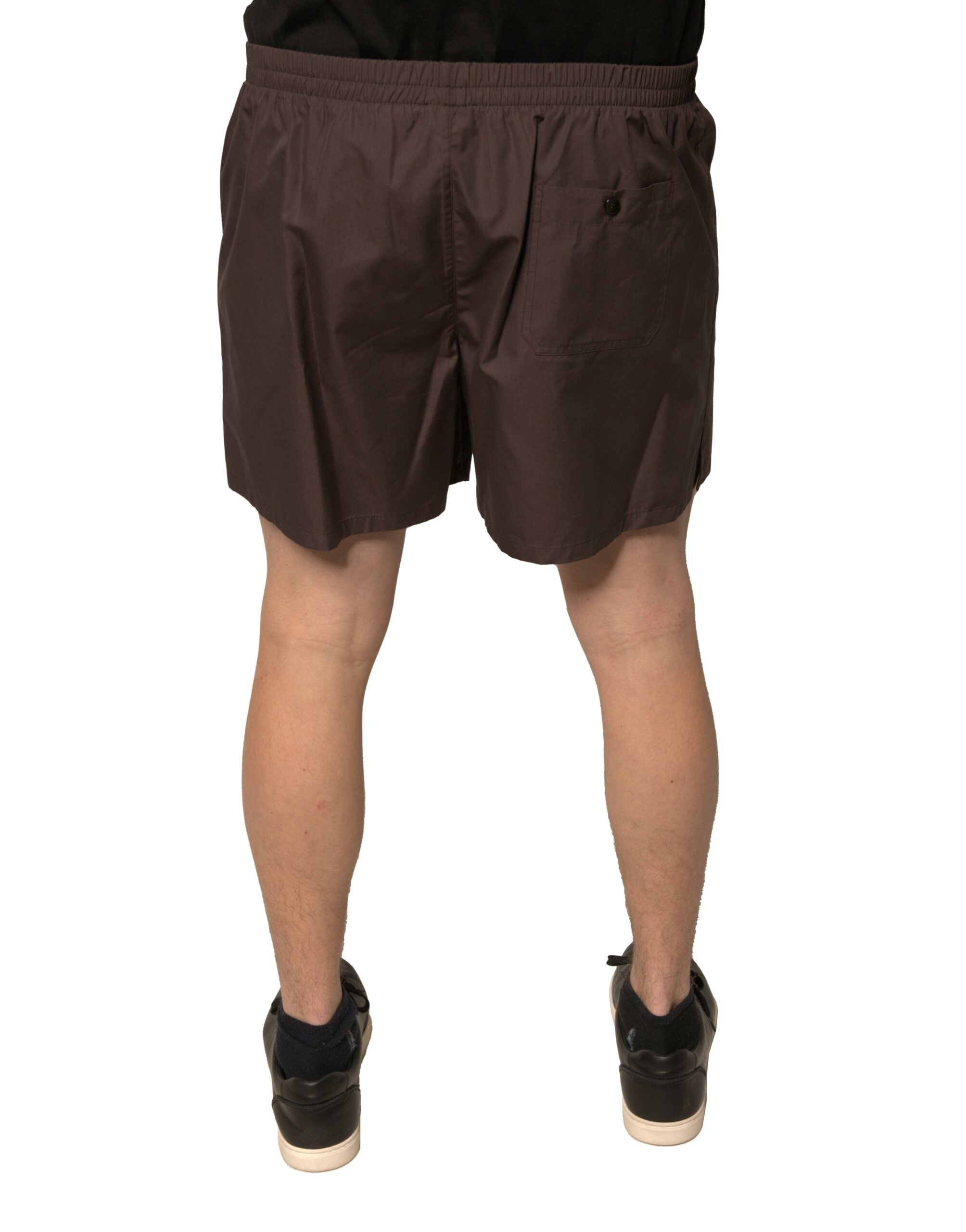 Brown Cotton Blend Men Mid Waist Shorts - ventzia