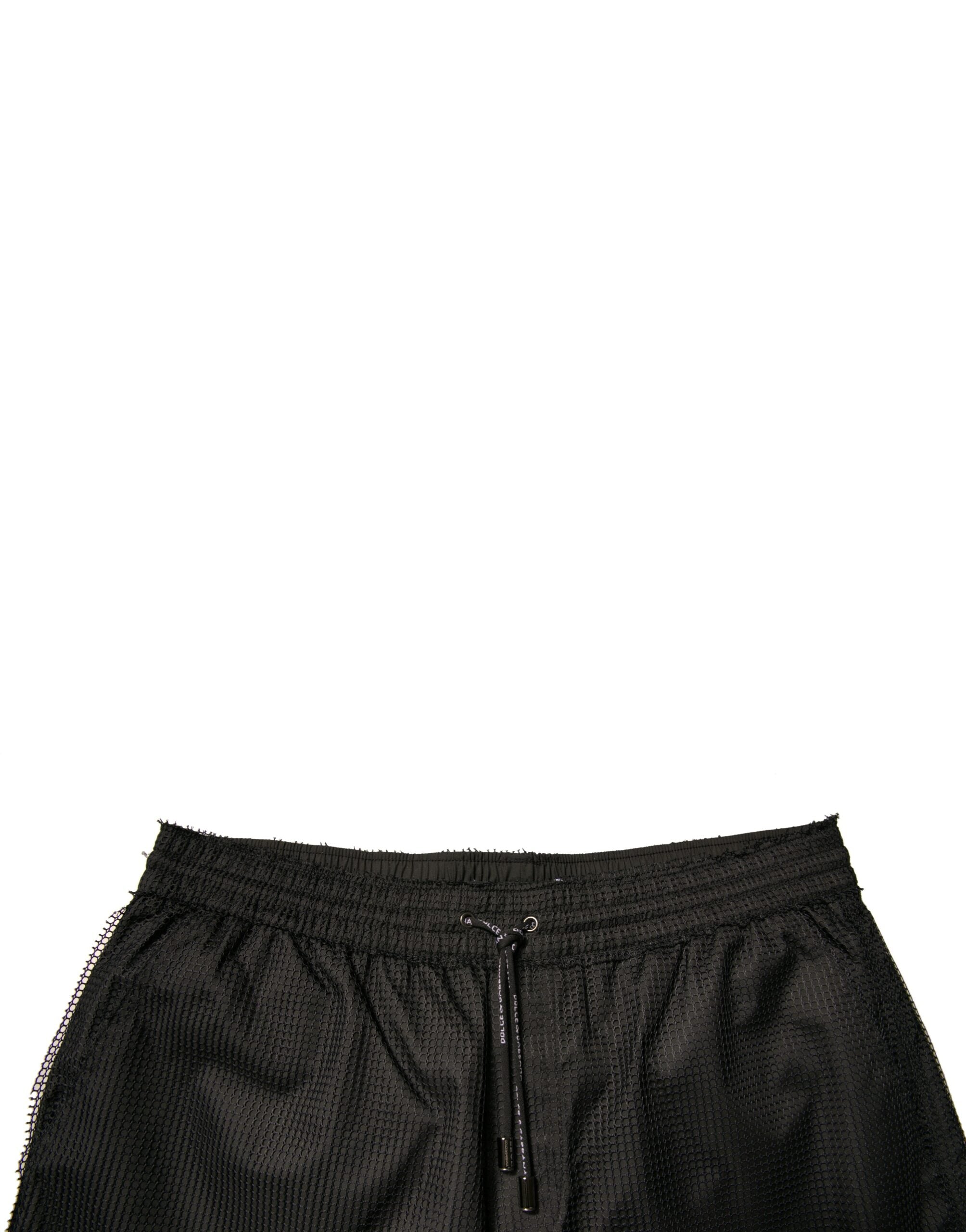Black Polyester Jersey Mid Waist Shorts - ventzia