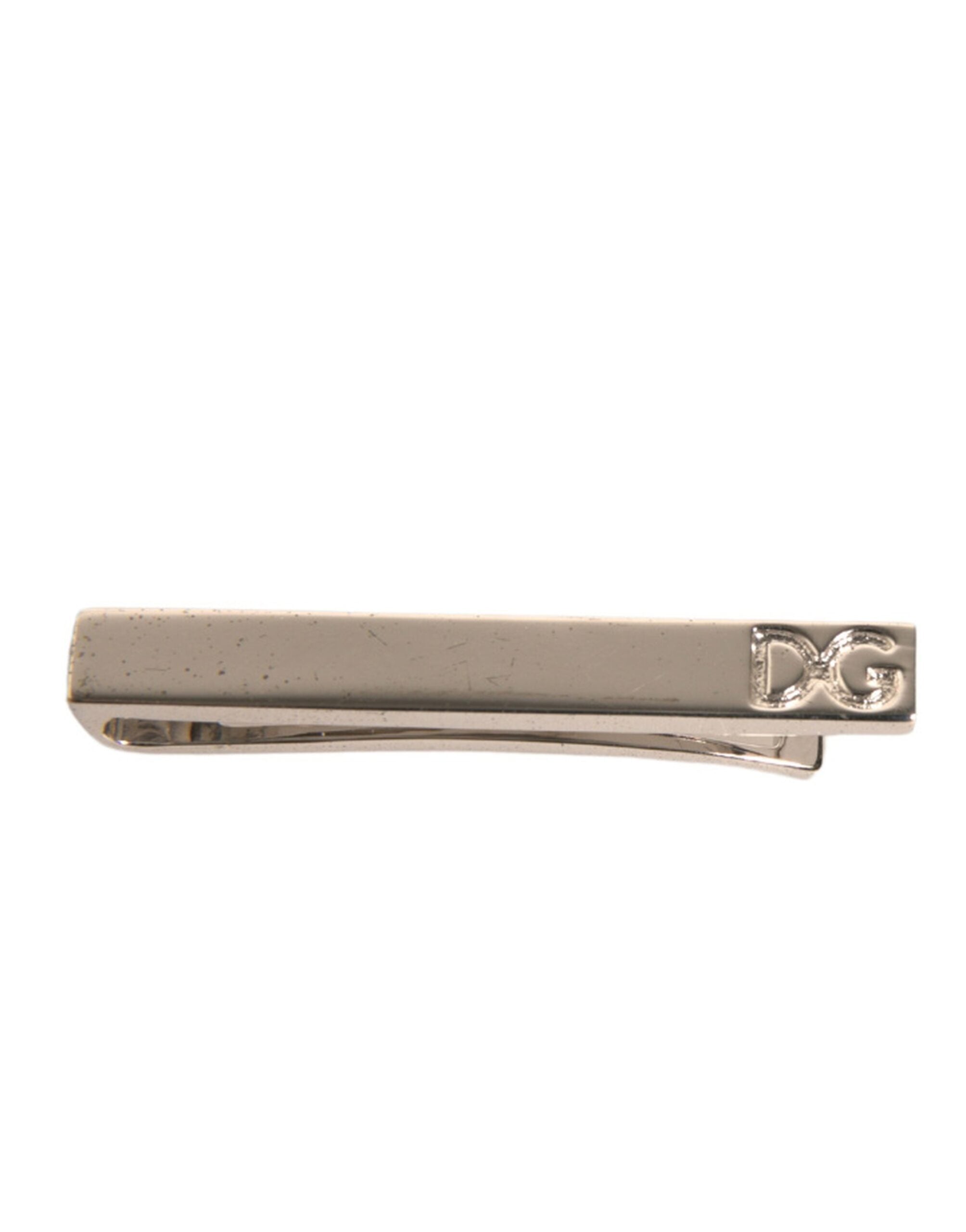 Silver Tone Brass Logo Branded Tie Clip Bar - ventzia