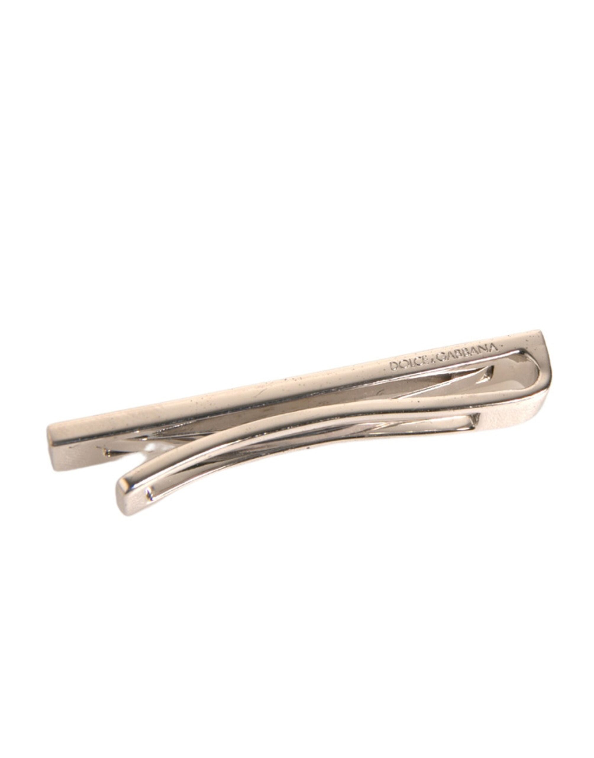 Silver Tone Brass Logo Branded Tie Clip Bar - ventzia