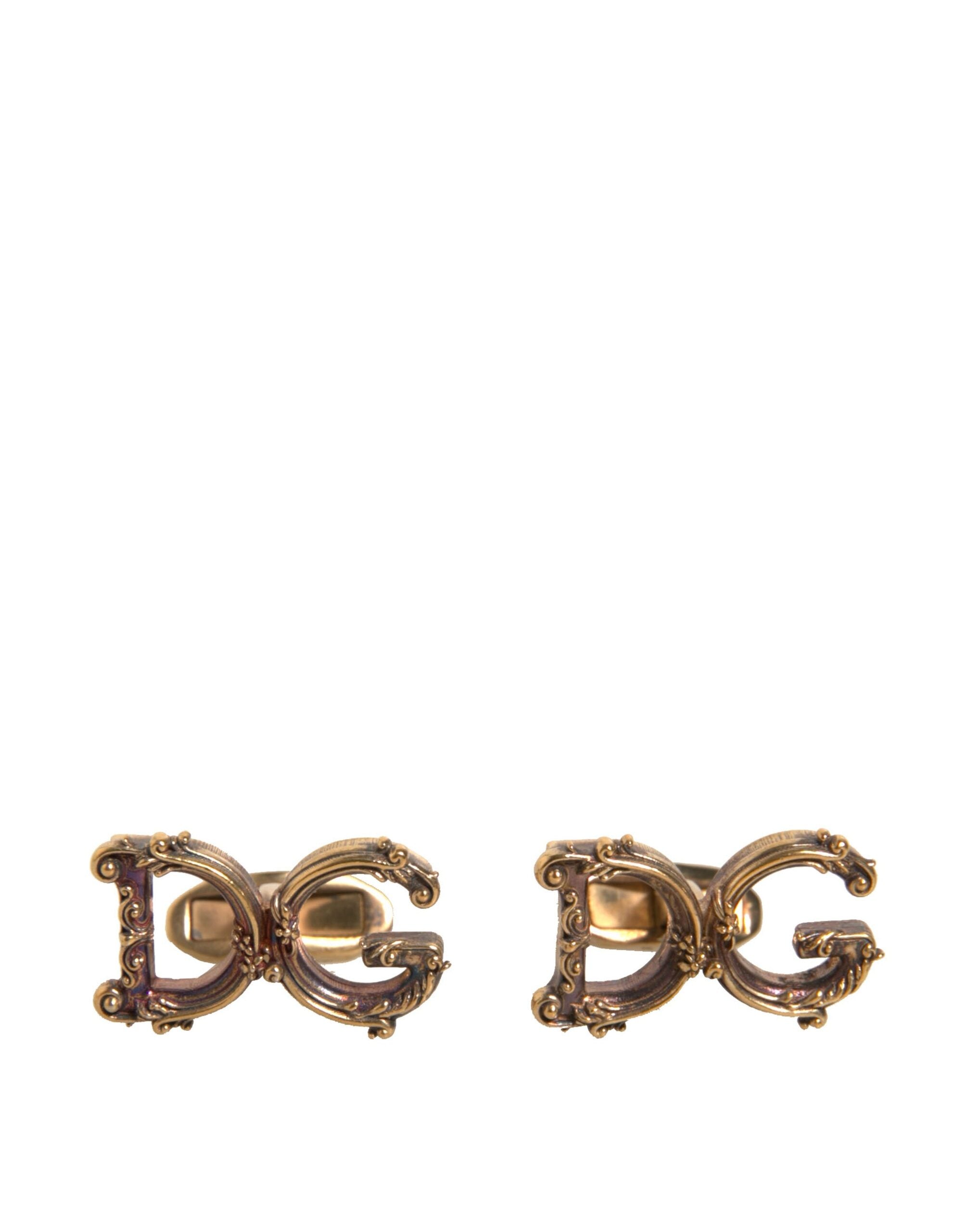 Gold Tone 925 Sterling Silver DG Logo Cufflink - ventzia