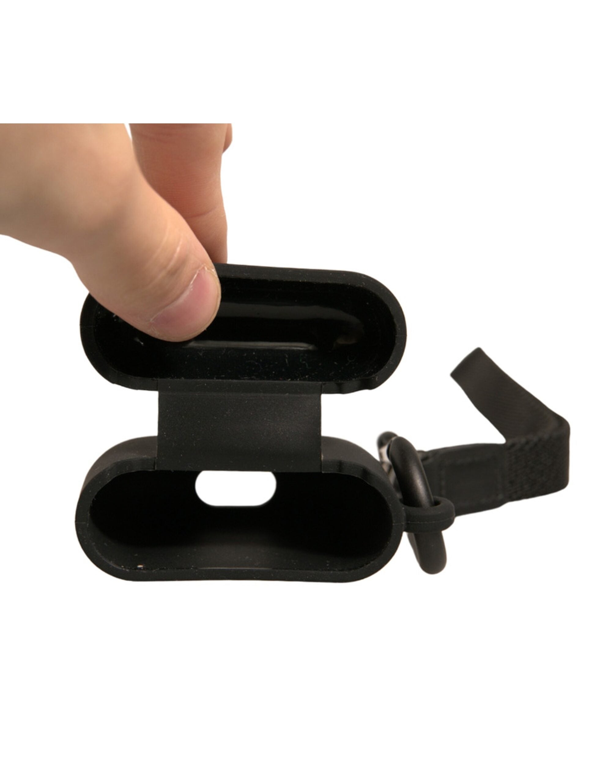 Black Silicone Rubber Logo Embossed Airpods Case - ventzia