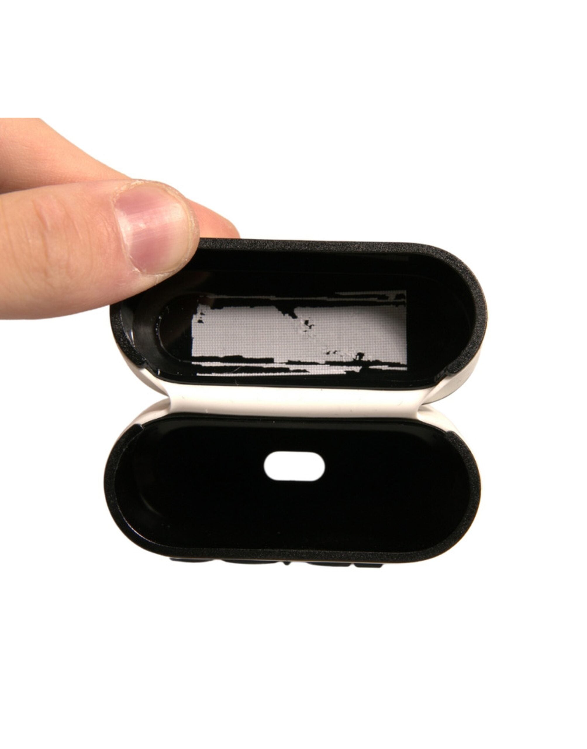 White PVC Embossed Logo Plaque Holder Airpods Case - ventzia
