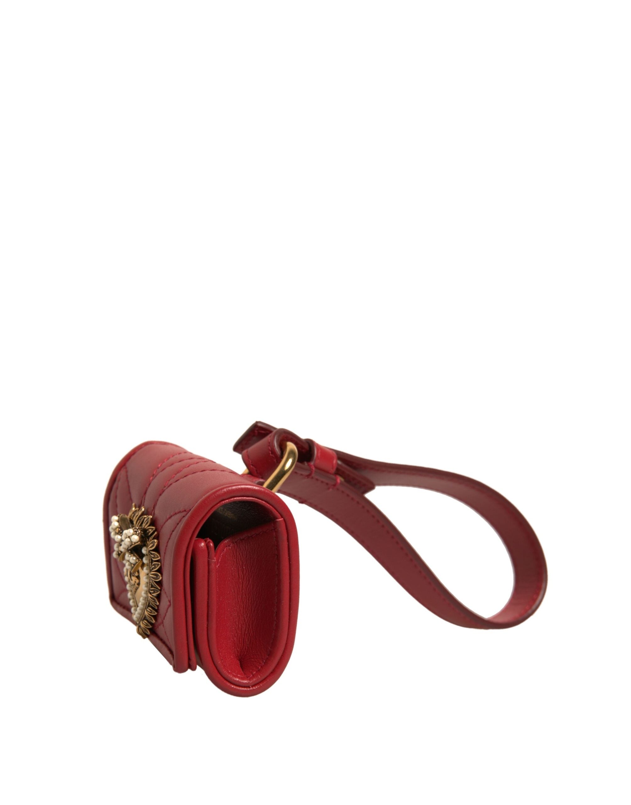 Black Leather Devotion Heart Strap Airpod Case - ventzia