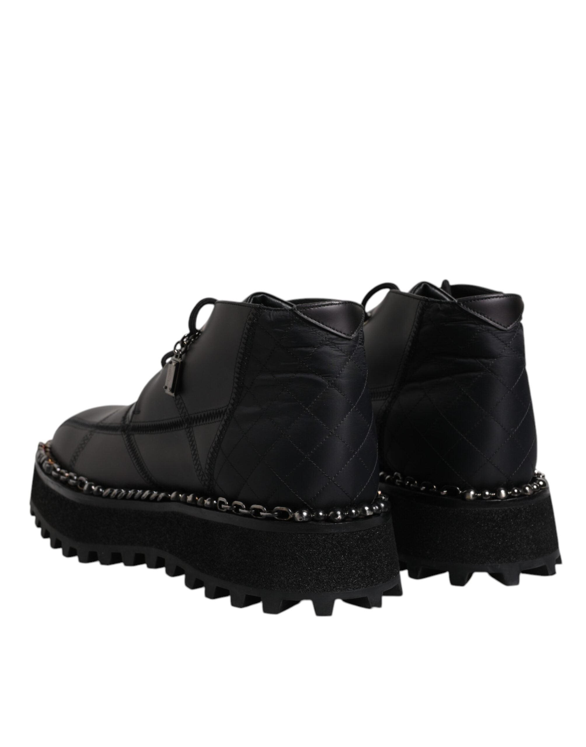 Black Leather Lace Up Ankle Boots Shoes - ventzia